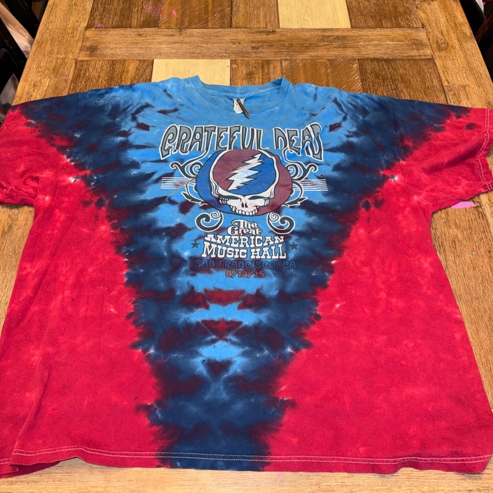 Grateful Dead T-Shirt Mens 3XL Red Blue Good American Music Hall Tie Dye Graphic